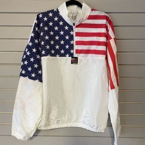 Vintage Surf Style American Flag Windbreaker Pullover